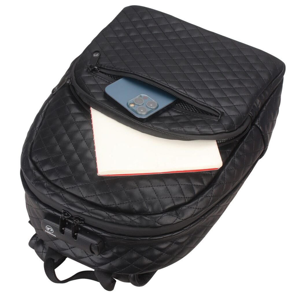 Leather Smell Proof MiniLock Safe Backpack 5