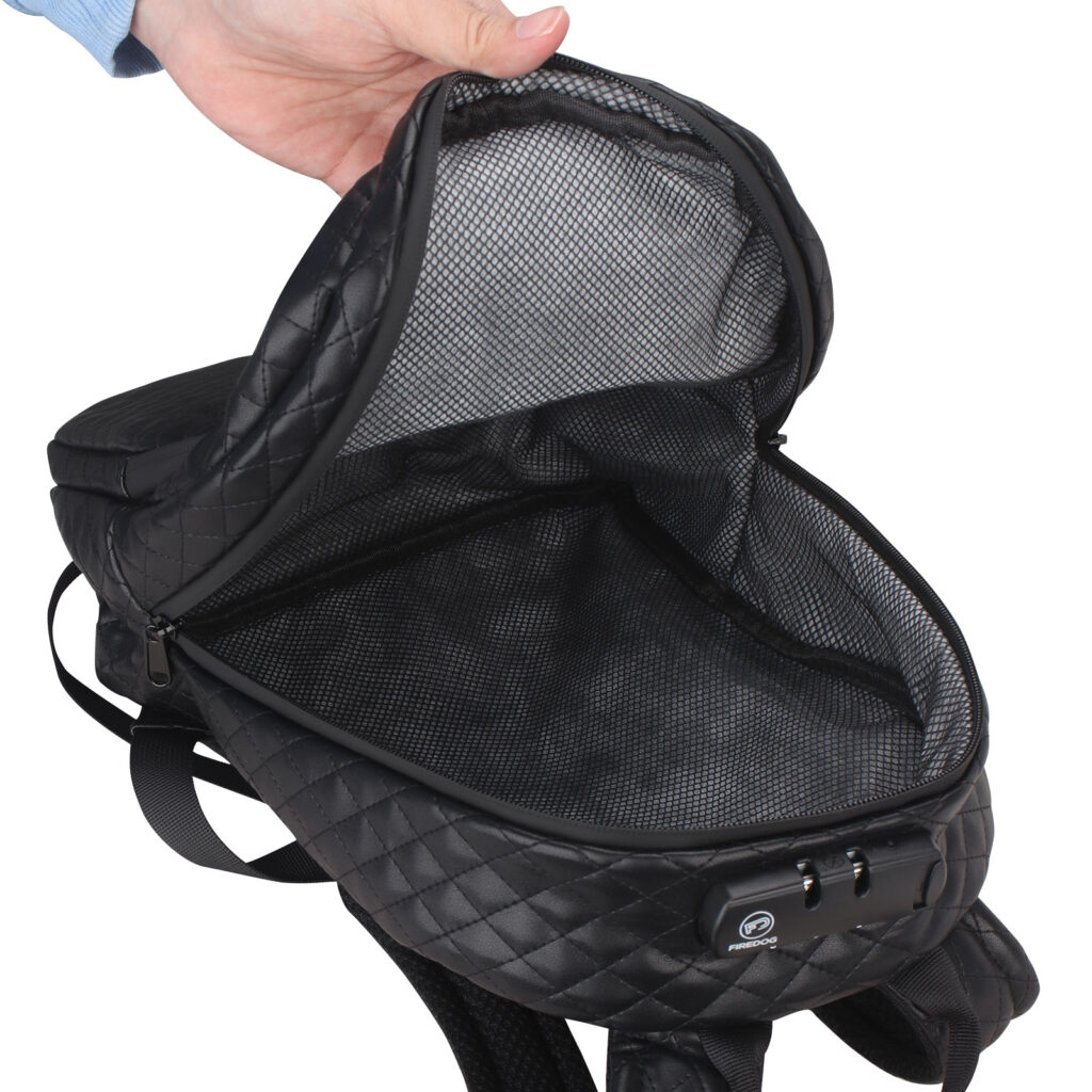 Leather Smell Proof MiniLock Safe Backpack 2