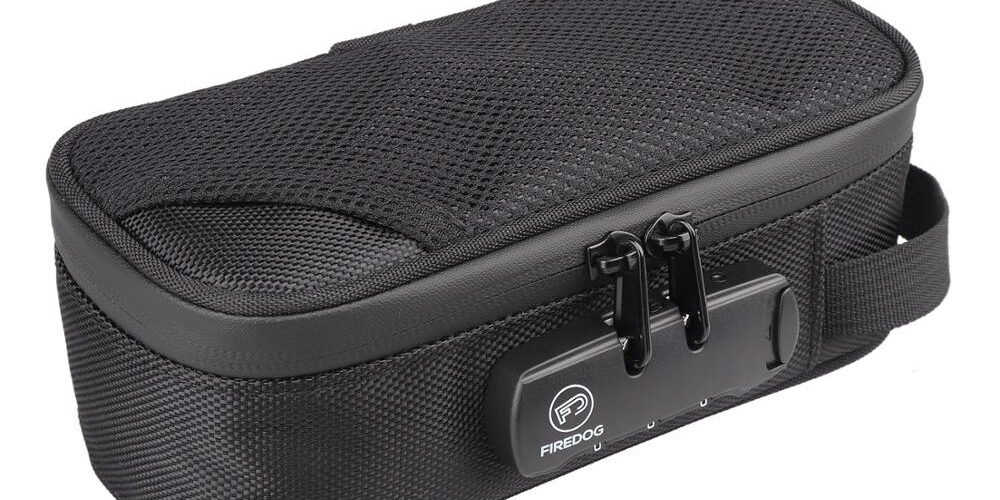 Rectangular Oxford fabric smell proof stash case with a combination lock