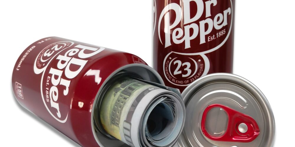 Dr Pepper style soda can diversion safe for hiding small valuables